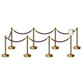 Montour Line Stanchion Post & Rope Kit PolBrass 8CrownTop 7Purple Rope 8.5x11V Sign C-Kit-7-PB-CN-1-Tapped-1-8511-V-7-PVR-PE-PB